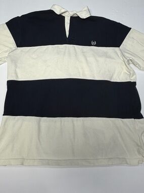 Chaps Ralph Lauren Men’s Rugby Polo - Navy and Cream Stripes